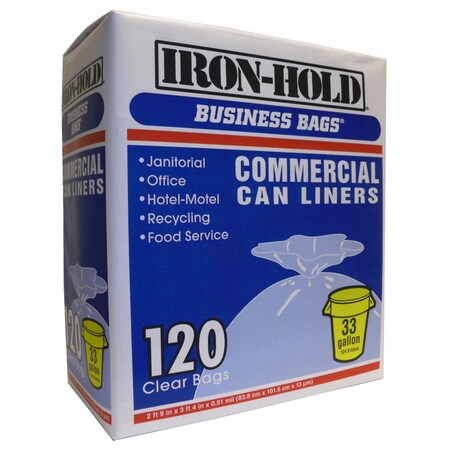Business Bags Iron-Hold 33 gal No Scent Scent Drum Liners Twist Tie 120 pk 0.51 mil 618632